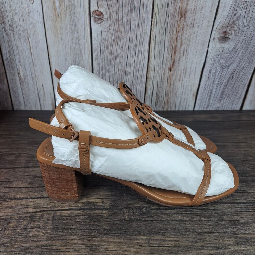 Tory Burch Miller 55mm Strappy Sandals Veg Nappa Women's Sz 9.5 M Royal Tan NIB - Picture 3 of 9